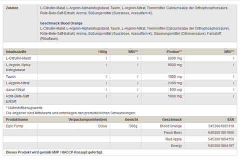 Peak Epic Pump - Body & Shape Sportnahrung